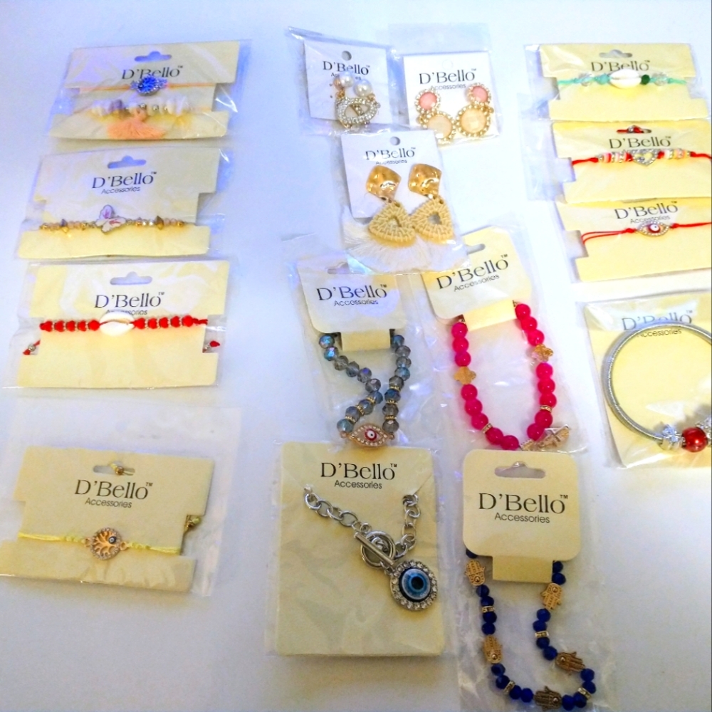D'Bello Accessories Lot Of 13 Elegant Jewelry Set Earrings Bracelets Accessories